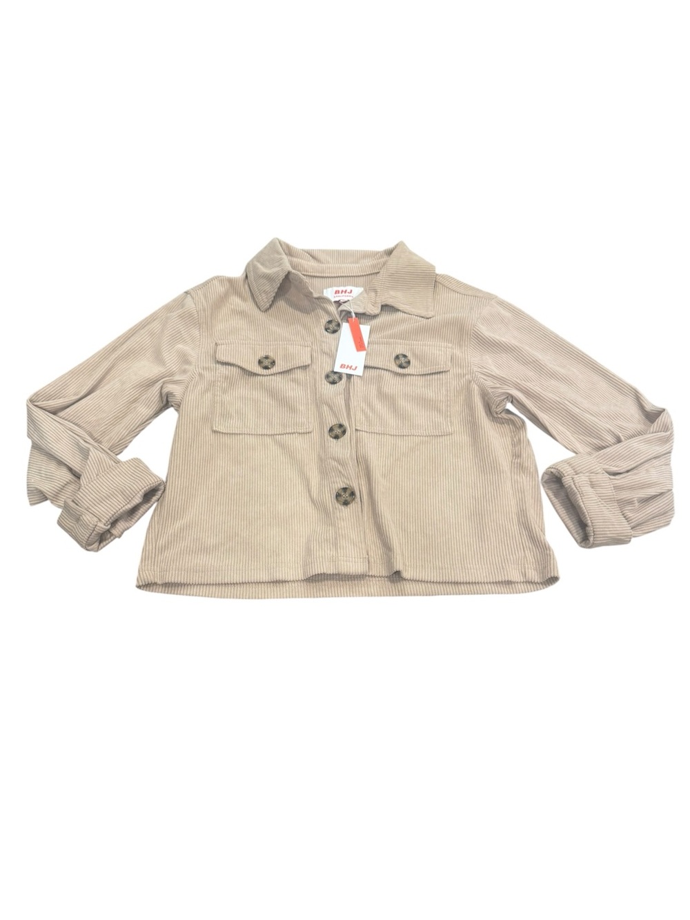 Beige Shacket with Tortoise Shell Buttons - Picture 2 of 5